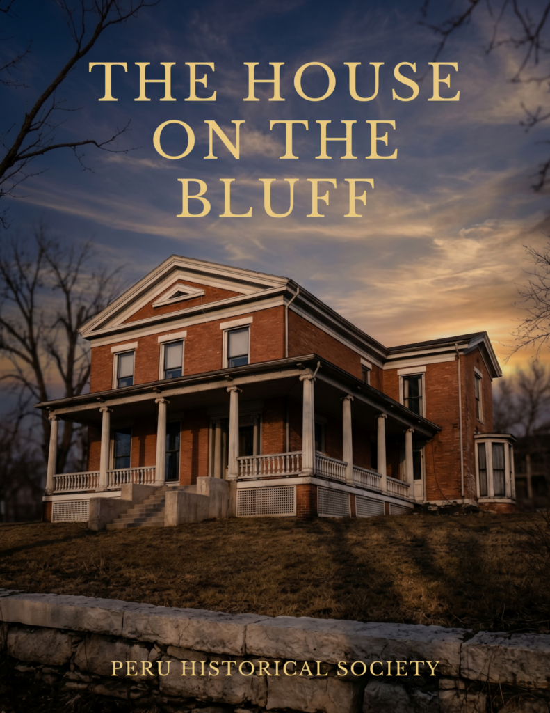 The house on the bluff book cover showing a photo of the home in a dark themed setting.