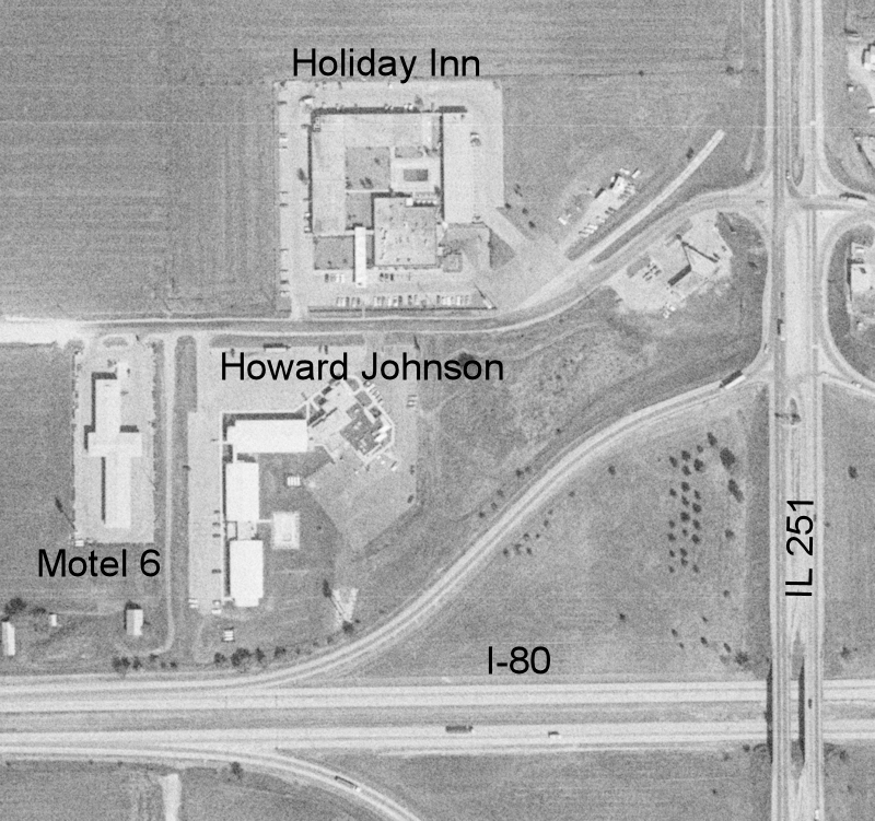 Aerial from 1979 showing the development at the northwest quadrant of I-80 and IL Rte 251.